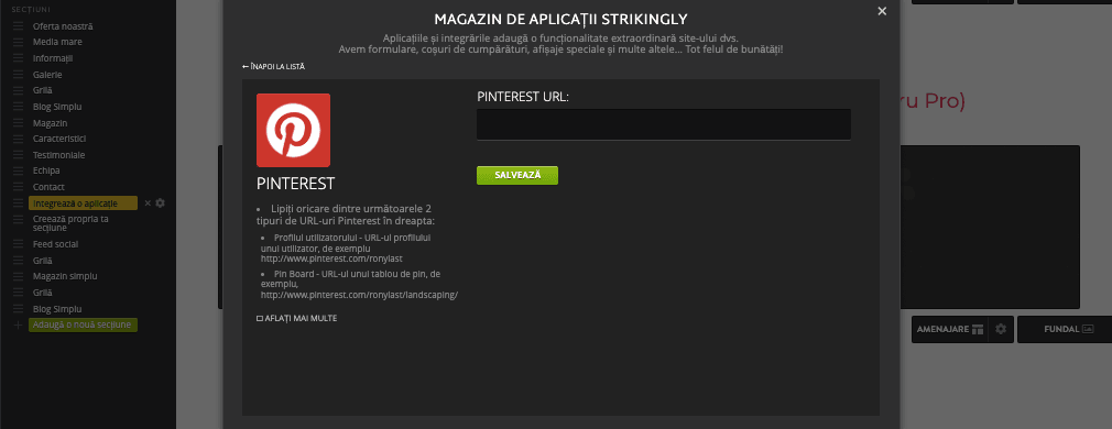 Introduceți codul în Strikingly