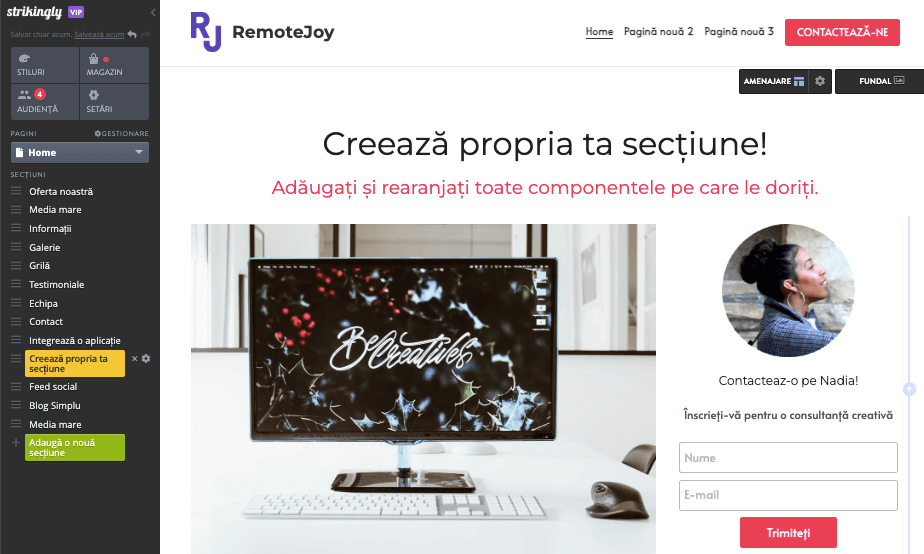 Editor drag-and-drop ușor de utilizat