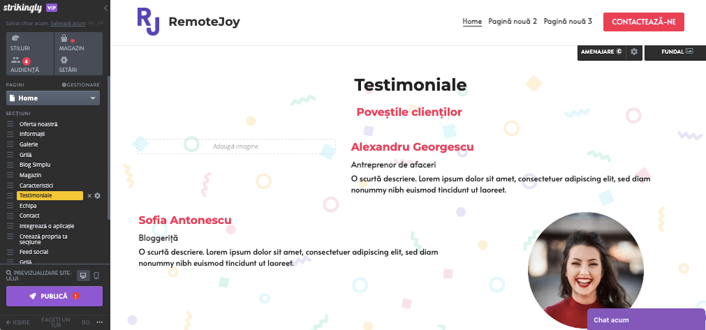 Sfaturi de copywriting pentru Strikingly - Testimoniale și dovezi sociale