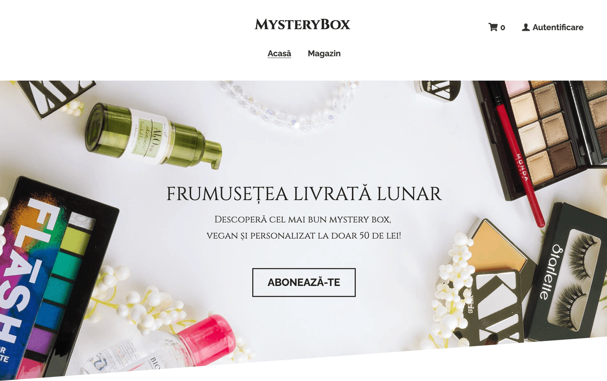 Șablonul Mystery Box de la Strikingly