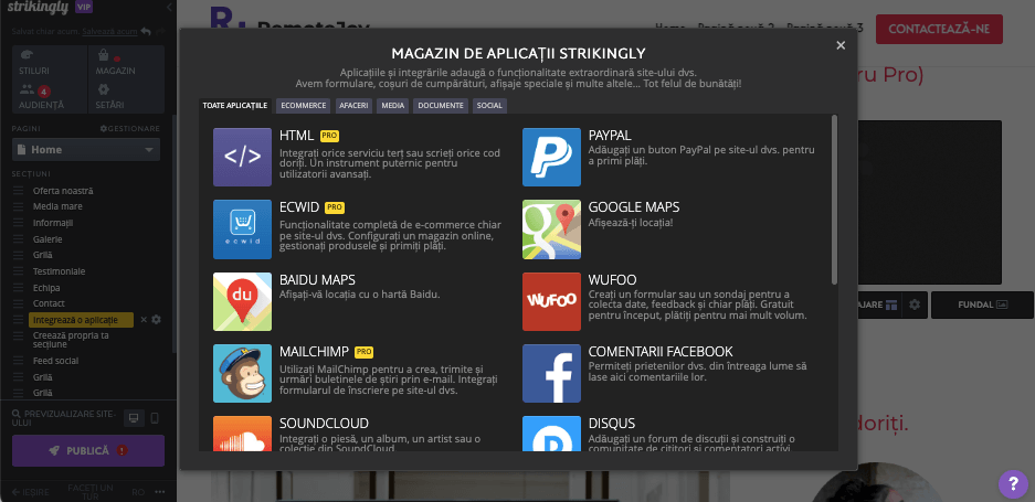 De ce să alegeți Strikingly pentru prezență online și securitate web - opțiuni de integrare