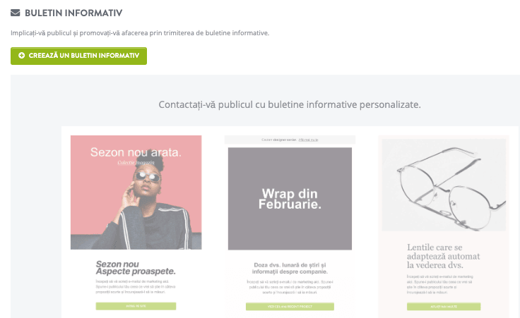 Caracteristica de newsletter Strikingly