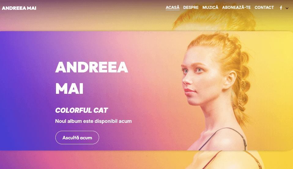 Șablonul Andrea May de la Strikingly