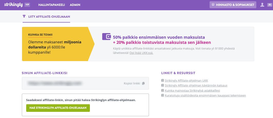 Strikingly Kumppanuus Ohjelma