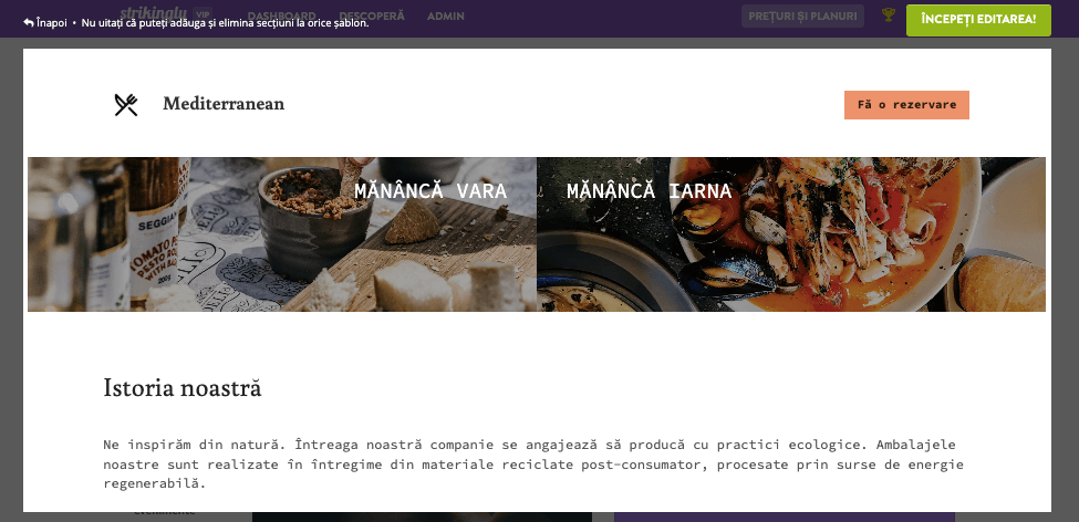 Construirea unei afaceri de cafea cu Strikingly - Emfază pe povestea și valorile tale