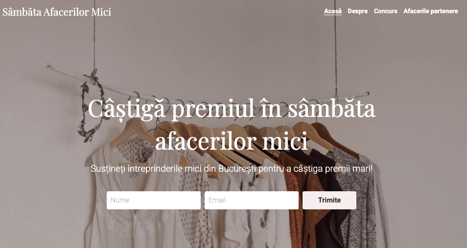 Modelul de concurs pentru afaceri mici de la Strikingly