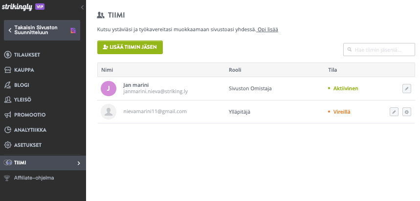 Silmiinpistävän joukkueen ominaisuus