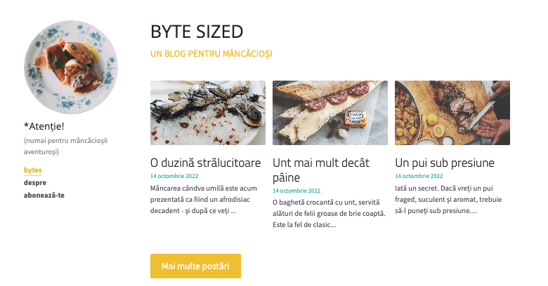 Imagine preluată de la Strikingly - Byte Sized Blog șablon