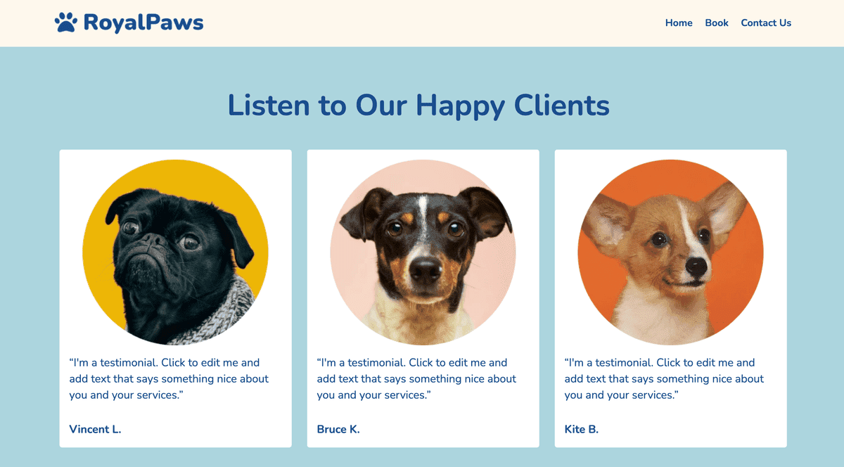 Plantilla Royal Paws de Strikingly