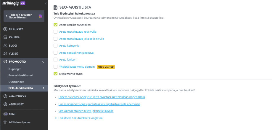 Sisällön lisääminen verkkosivustollesi