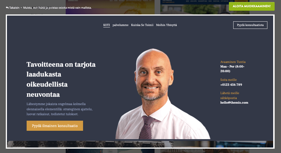 Verkkosivuston etusivu Strikinglyssä - Toimintakehotuspainikkeet