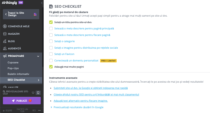 Cum să evitați eșecul afacerii cu Strikingly - Optimizare SEO