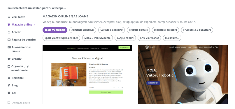 Cum să lansezi o afacere pentru pensionari cu Strikingly - Alege un șablon