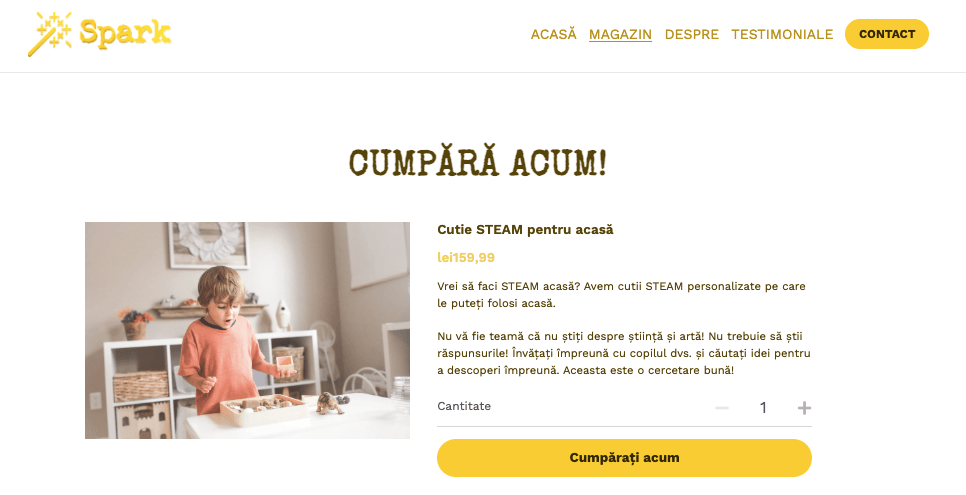 Șablon Spark Steam de la Strikingly
