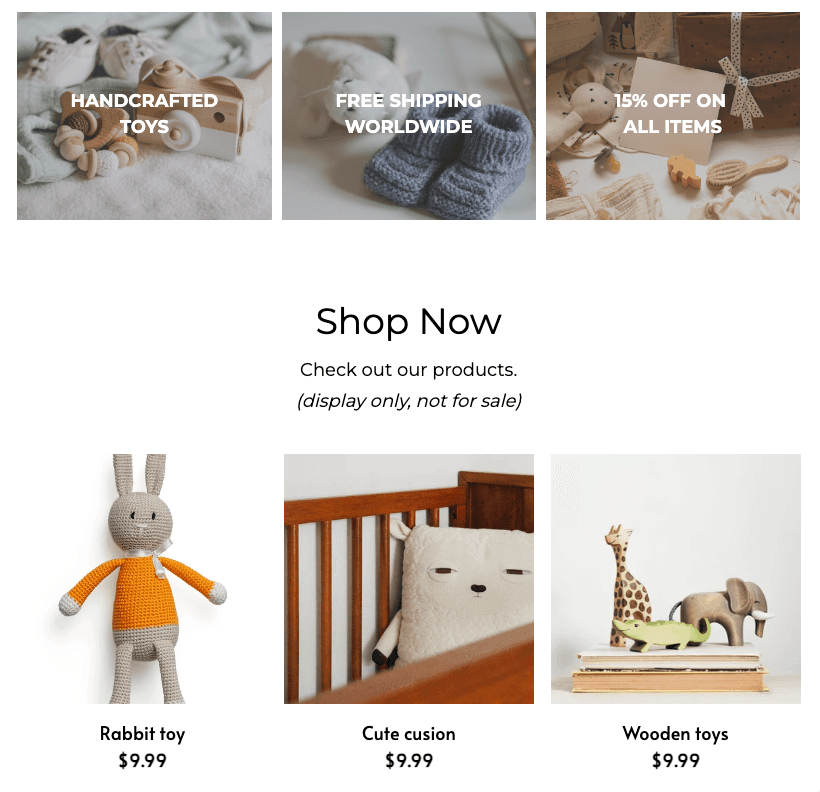 Szablon Little Toys z Strikingly