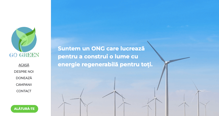 Șablonul Go Green de la Strikingly