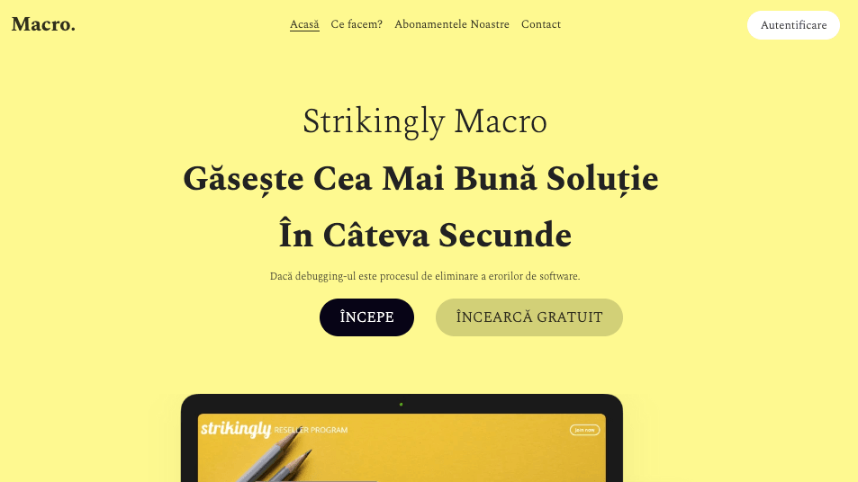 Șablon Macro Business de la Strikingly