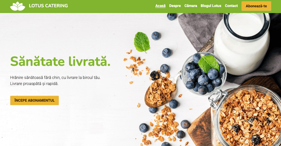 Șablonul Lotus Catering de la Strikingly