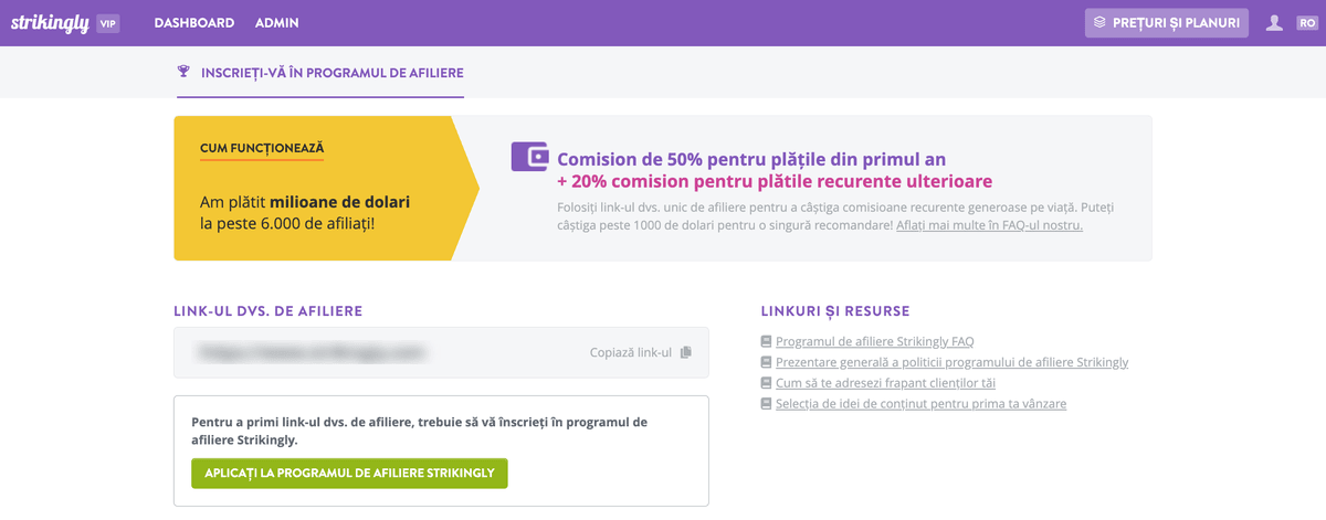 Strikingly afiliat programe