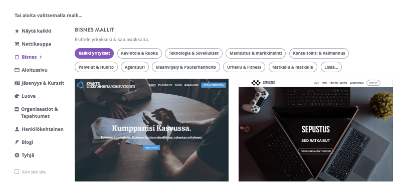 Strikingly-mallisivu