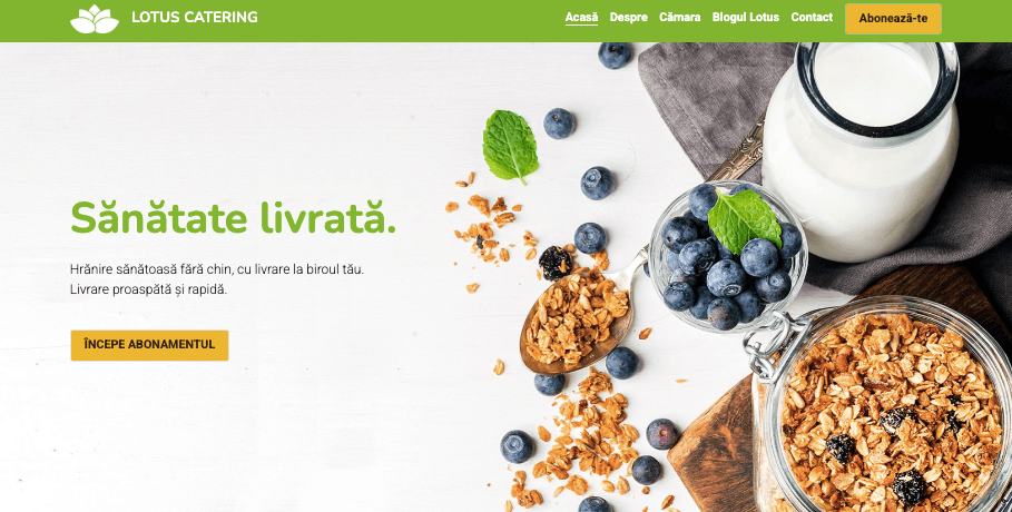 Lotus Catering Template de la Strikingly