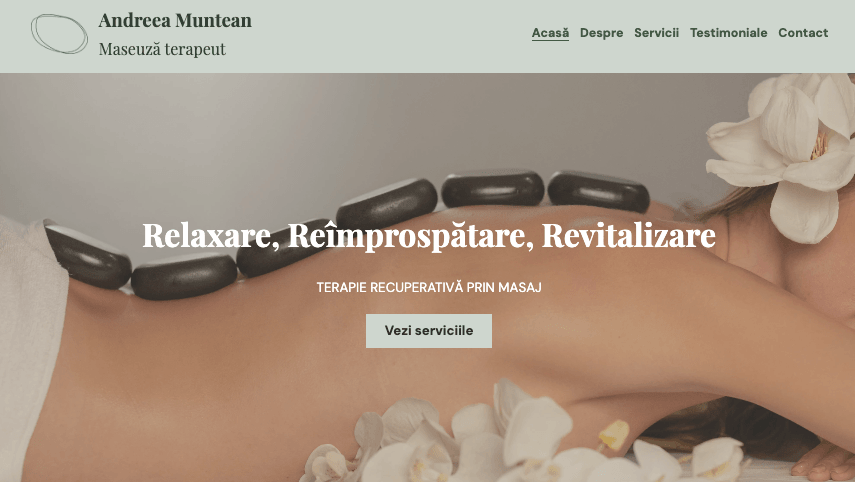 Șablon pentru terapeuți de masaj de la Strikingly