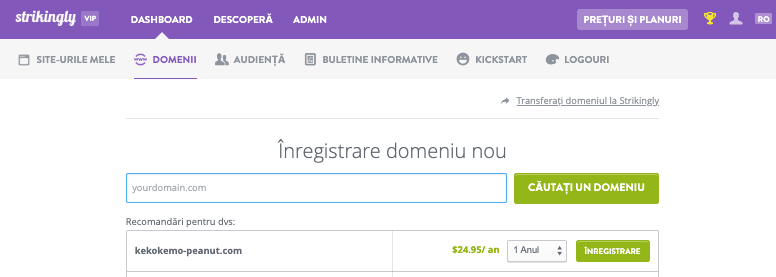 Implementarea domeniilor scurte cu Strikingly - Înregistrați un domeniu nou
