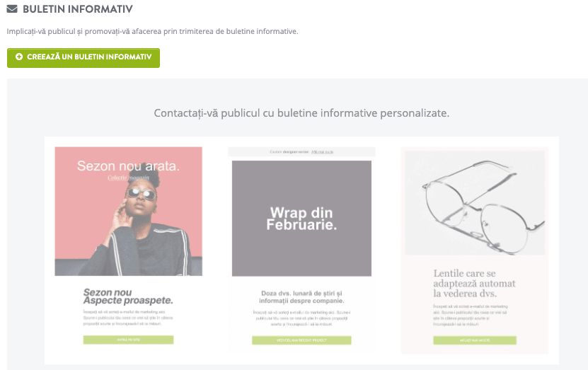 Strikingly buletin informativ caracteristică