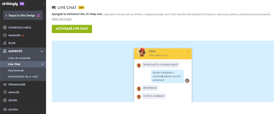 Cum să adopți tendințele comerțului electronic cu Strikingly - implementează chat live