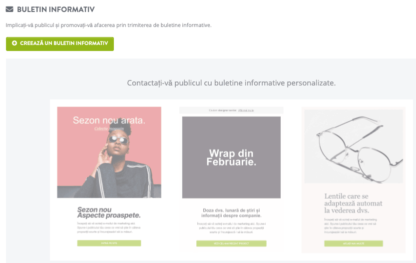 Strikingly buletin informativ caracteristică