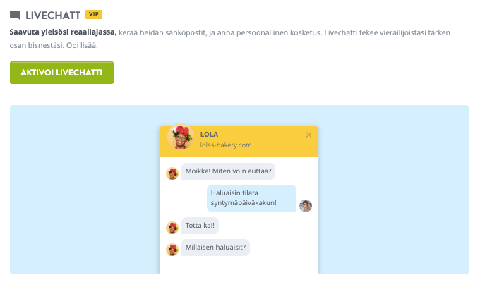 Strikinglyn livechat-ominaisuus