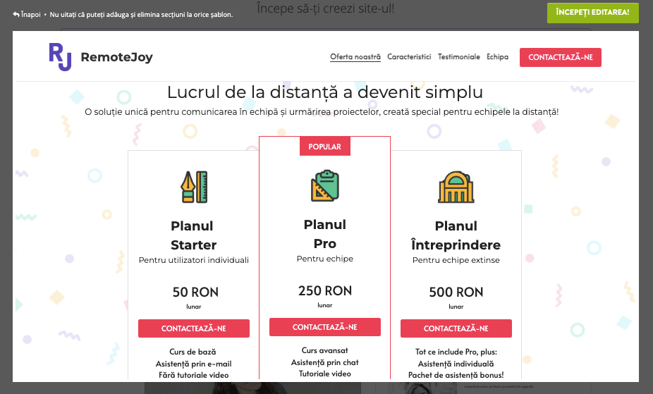 Configurați produsele sau serviciile