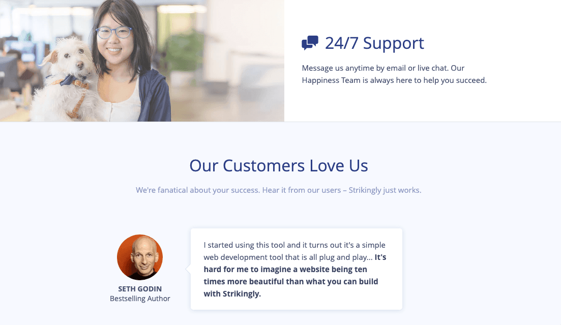 Zdjęcie pochodzi z strony głównej Strikingly