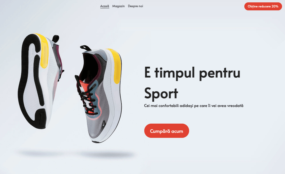 Șablonul Bounce Time Store de la Strikingly