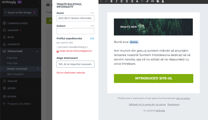 Integrarea cu marketingul prin email 