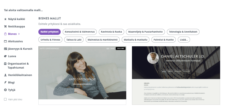 Parhaat työkalut freelancereille - Verkkosivusto- ja suunnittelutyökalut - Strikingly: Luo kaunis verkkosivusto minuuteissa - Valitse mallipohja