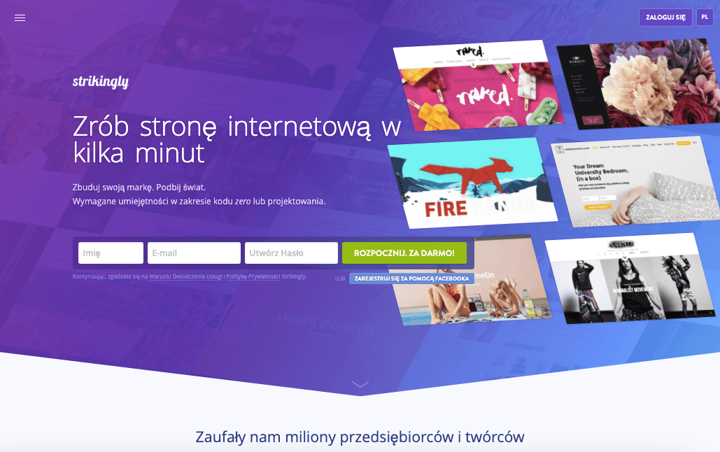 Strikingly Strona docelowa