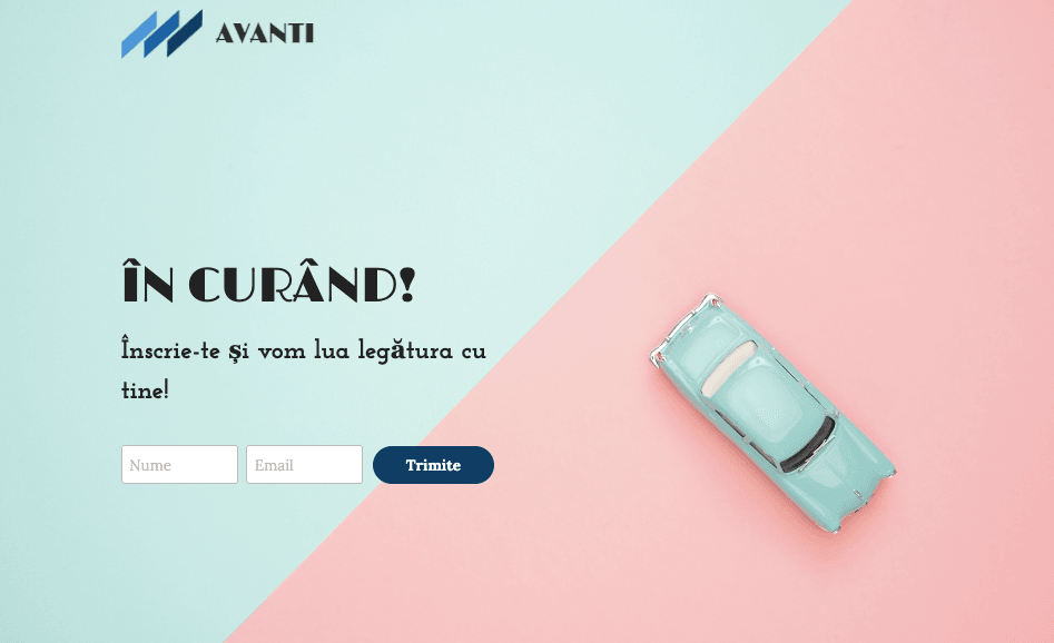 Șablonul Avanti în construcție de la Strikingly