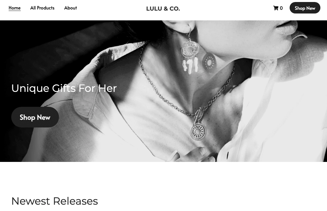قالب متجر مجوهرات Lulu & Co من Strikingly