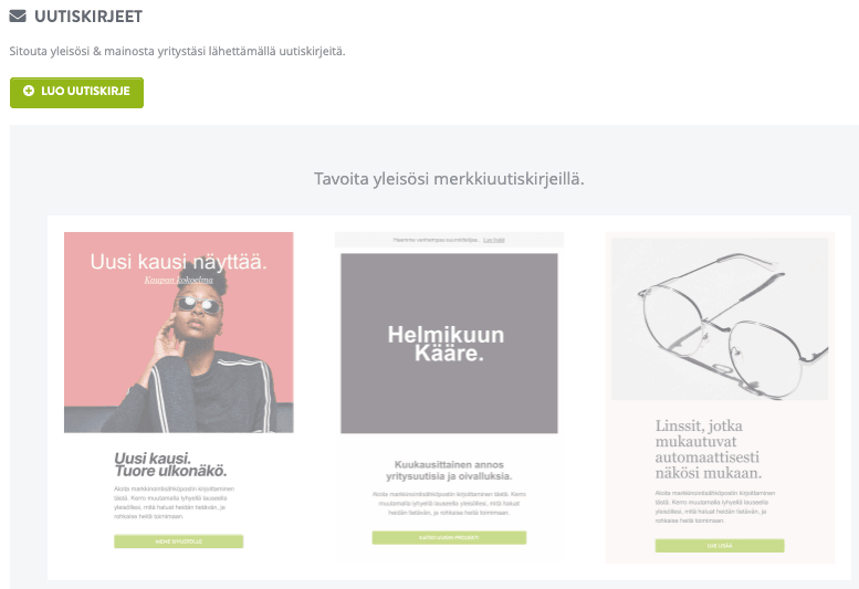 Strikingly Uutiskirje Ominaisuus B2B:lle Sähköpostimarkkinointi