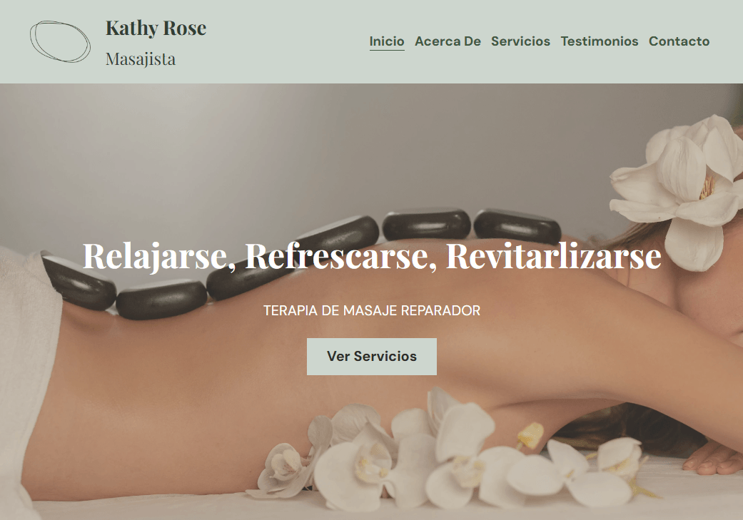 Plantilla de masajista terapéutico de Strikingly