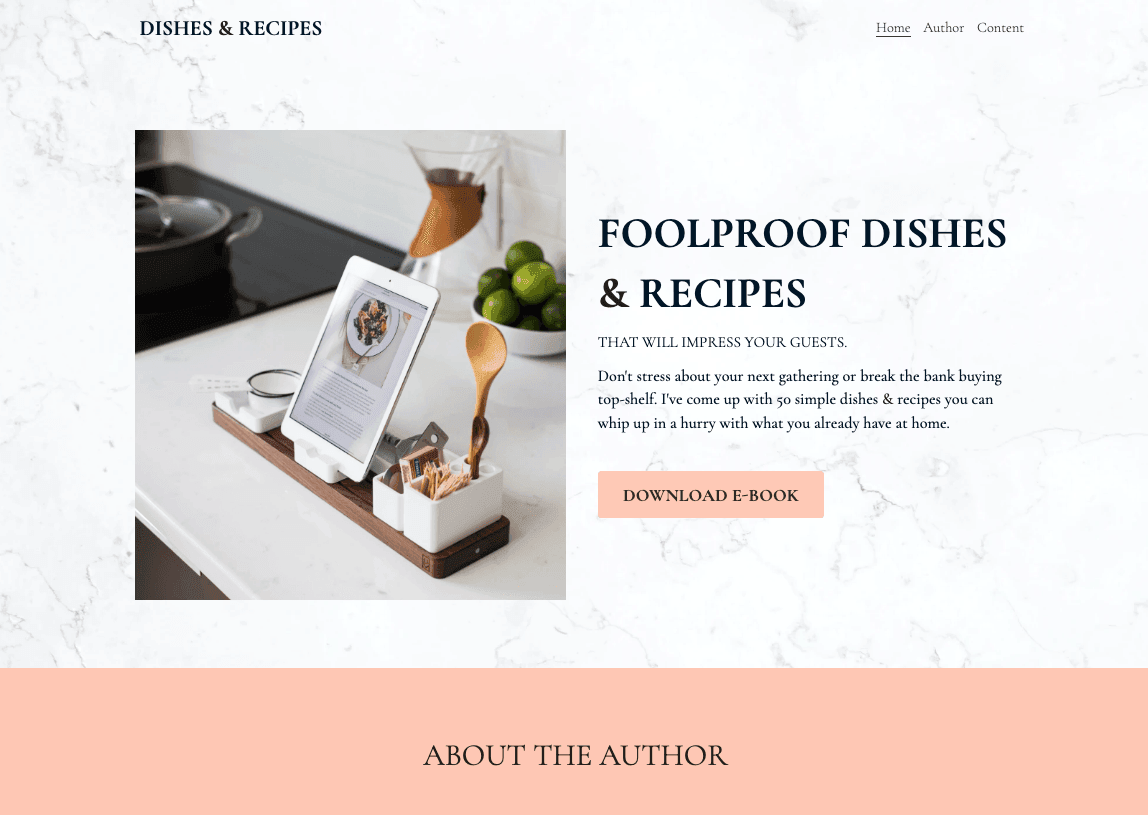 Szablon Potrawy & Przepisy od Strikingly