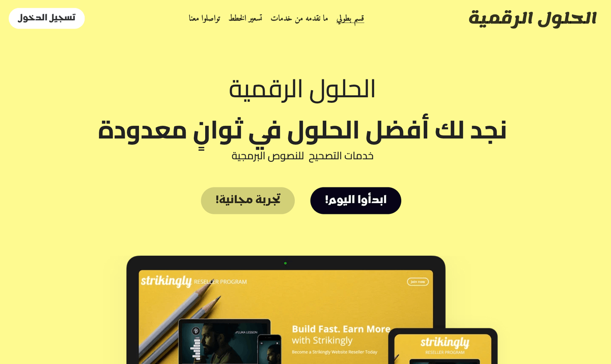 قالب الماكرو من Strikingly