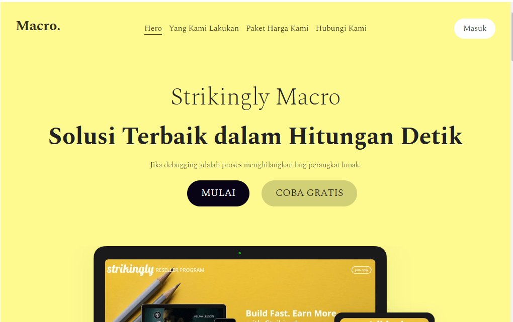 Template Website Makro dari Strikingly