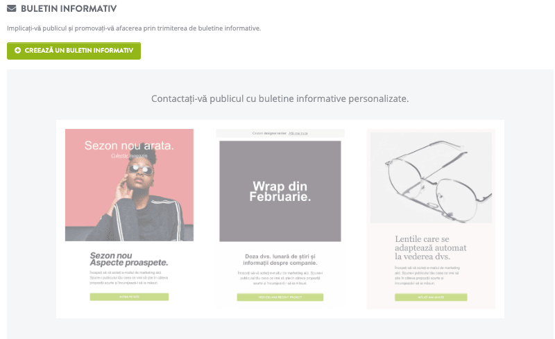 Buletin informativ Strikingly