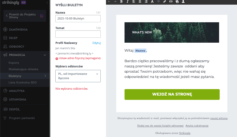 Jak prowadzić marketing e-mailowy za pomocą Strikingly – stwórz kampanię e-mailową