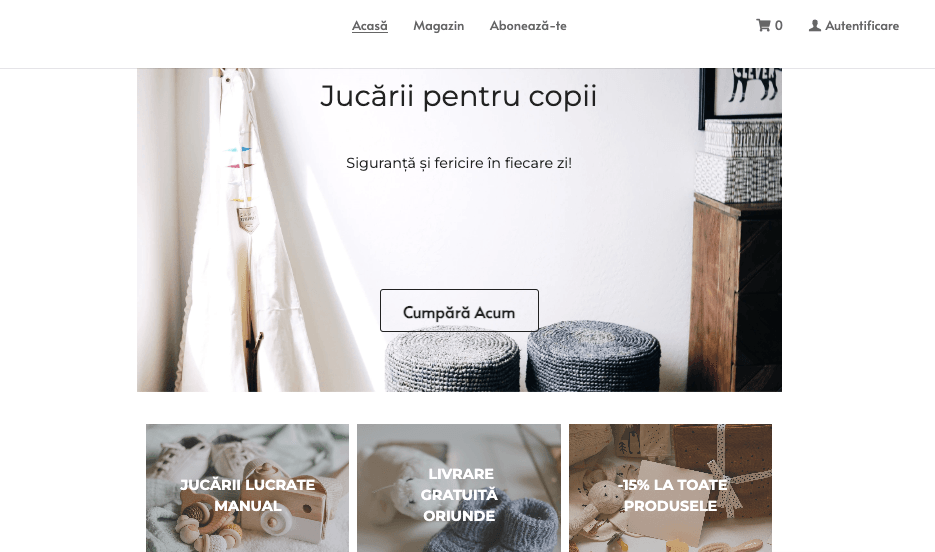 Template-ul jucăriilor mici de la Strikingly