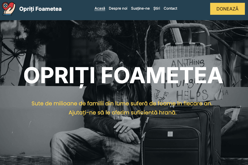 Stop Foamea design site web nonprofit șablon