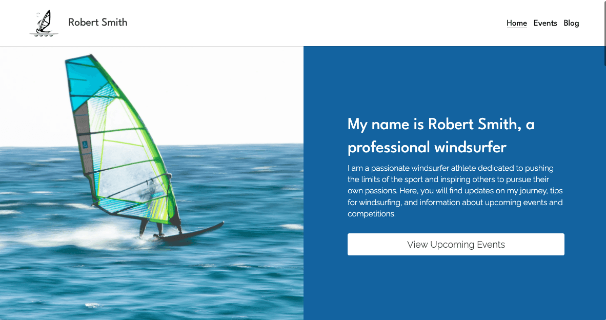 Szablon WindSurfer od Strikingly