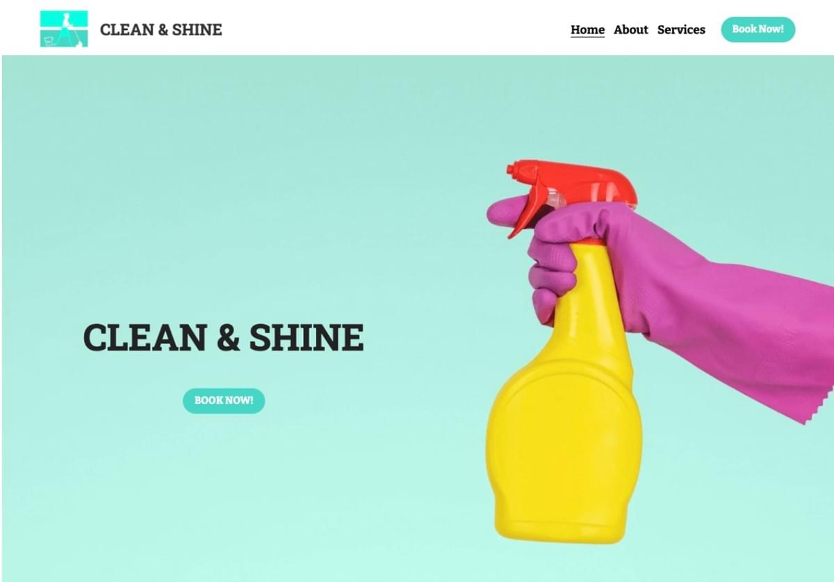 Clean & Shine Dienstleistungsvorlage von Strikingly